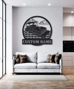 Pontoon Boat Metal Art Personalized Metal Name Sign Lake House Decor Housewarming Gift