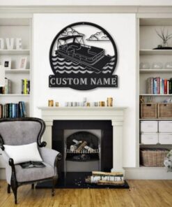 Pontoon Boat Metal Art Personalized Metal Name Sign Lake House Decor Housewarming Gift