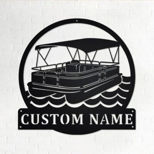 Pontoon Boat Metal Wall Art Personalized Metal Name Sign Home Decor Housewarming Gift