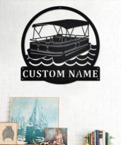 Pontoon Boat Metal Wall Art Personalized Metal Name Sign Home Decor Housewarming Gift