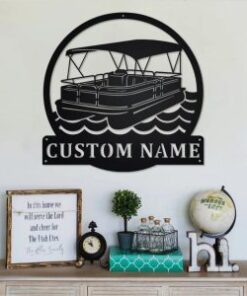 Pontoon Boat Metal Wall Art Personalized Metal Name Sign Home Decor Housewarming Gift