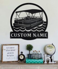 Pontoon Boat Metal Wall Art Personalized Metal Name Sign Home Decor Housewarming Gift