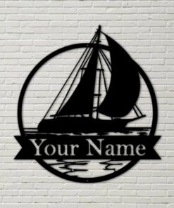 Sailboat Metal Art Personalized Metal Name Sign Home Decor Housewarming Gift