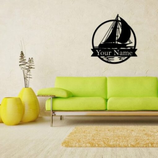 Sailboat Metal Art Personalized Metal Name Sign Home Decor Housewarming Gift