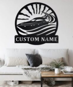 Speed Boat Metal Wall Art Personalized Metal Name Sign Home Decor Housewarming Gift