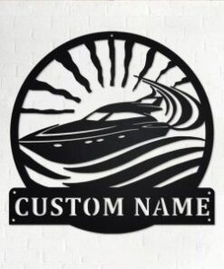 Speed Boat Metal Wall Art Personalized Metal Name Sign Home Decor Housewarming Gift