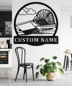 Swamp Boat Metal Wall Art Personalized Metal Name Sign Home Decor Housewarming Gift