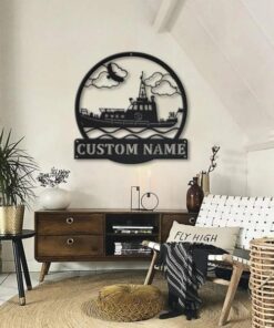 Tugboat Ship Metal Art Personalized Metal Name Sign Home Decor Housewarming Gift