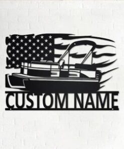 US Pontoon Boat Metal Wall Art Personalized Metal Name Sign Home Decor Housewarming Gift