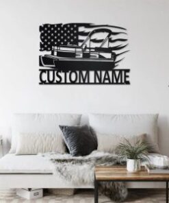 US Pontoon Boat Metal Wall Art Personalized Metal Name Sign Home Decor Housewarming Gift