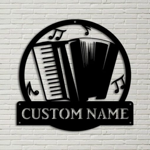 Accordion Metal Art Personalized Metal Name Signs Music Room Decor Gift for Accordion Lover