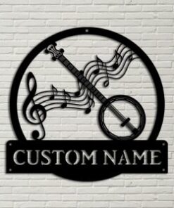 Banjo Music Metal Art Personalized Metal Name Signs Music Room Decor Musical Instrument Gift