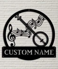 Banjo Music Metal Art Personalized Metal Name Signs Music Room Decor Musical Instrument Gift