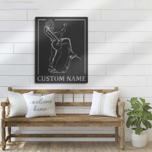 Boy Play Guitar Rock And Roll Music Room Guitar Player Singer Personalized Metal Sign