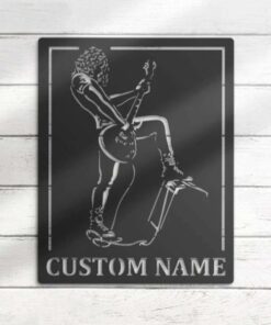 Boy Play Guitar Rock And Roll Music Room Guitar Player Singer Personalized Metal Sign