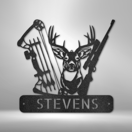 Personalized Deer Sign, Steel Last Name Metal Art, Cabin Metal Sign, Hunting Name Plaque, Hunter Gift, Indoor Outdoor Sign