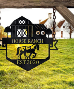 Customized Horse Ranch Name Metal Sign Outdoor Family Ranch Plaque Horse Lover Gifts