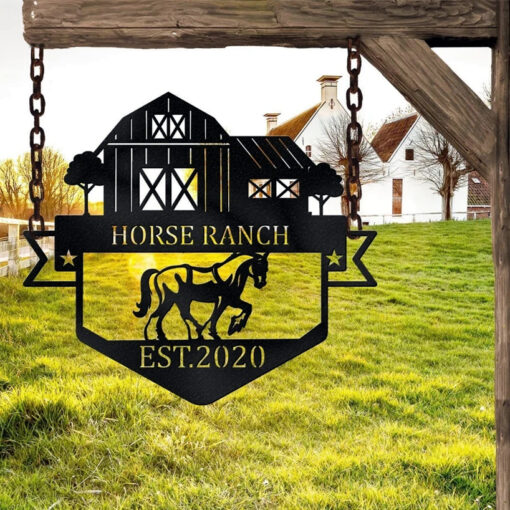 Customized Horse Ranch Name Metal Sign Outdoor Family Ranch Plaque Horse Lover Gifts