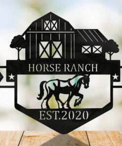 Customized Horse Ranch Name Metal Sign Outdoor Family Ranch Plaque Horse Lover Gifts