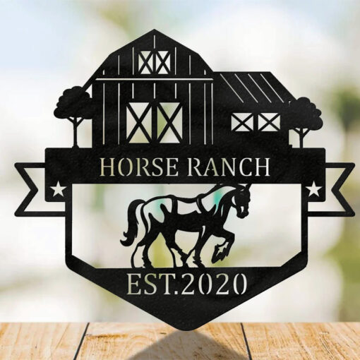 Customized Horse Ranch Name Metal Sign Outdoor Family Ranch Plaque Horse Lover Gifts