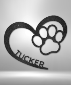 Customized Metal Dog Sign, Paw Print Metal Sign, Dog Name Sign, Puppy Love Paw Décor, Metal Paw Prints Sign