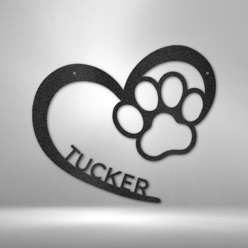 Customized Metal Dog Sign, Paw Print Metal Sign, Dog Name Sign, Puppy Love Paw Décor, Metal Paw Prints Sign