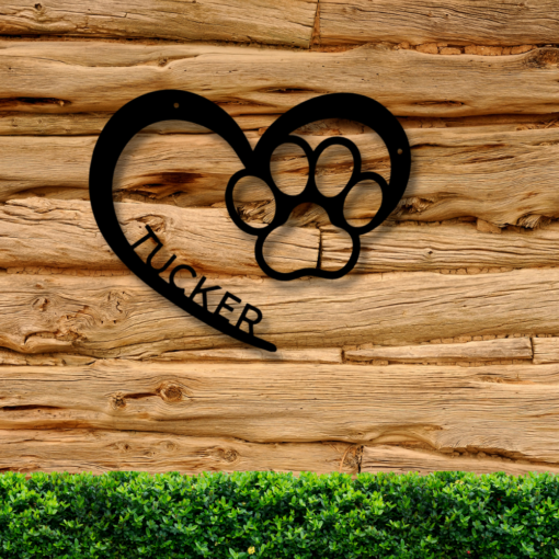 Customized Metal Dog Sign, Paw Print Metal Sign, Dog Name Sign, Puppy Love Paw Décor, Metal Paw Prints Sign