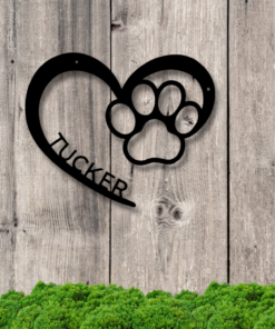 Customized Metal Dog Sign, Paw Print Metal Sign, Dog Name Sign, Puppy Love Paw Décor, Metal Paw Prints Sign