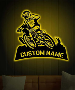 Custom Dirt Bike Metal Sign with Led Light