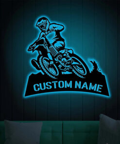 Custom Dirt Bike Metal Sign with Led Light