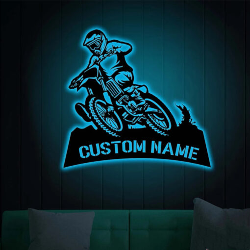 Custom Dirt Bike Metal Sign with Led Light