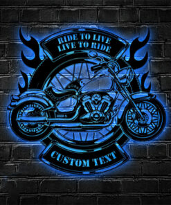 Motorcycle Custom Metal Wall Art LED Lights