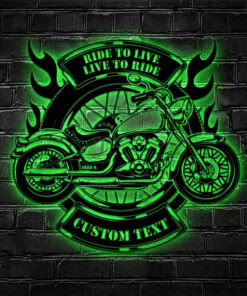 Motorcycle Custom Metal Wall Art LED Lights