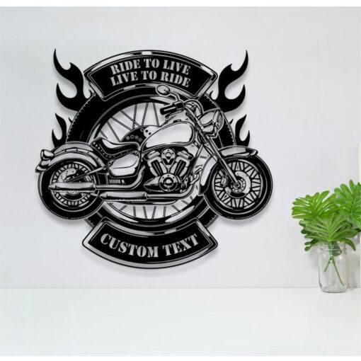 Motorcycle Custom Metal Wall Art LED Lights