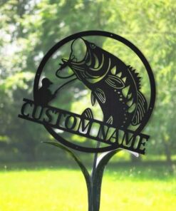 Bass Fishing Sign Birthday Housewarming Gift Custom Metal Fish Wall Art