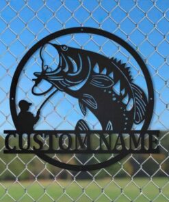 Bass Fishing Sign Birthday Housewarming Gift Custom Metal Fish Wall Art
