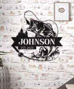 Bass Fishing Sign Personalized Fishing Metal Sign