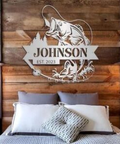 Bass Fishing Sign Personalized Fishing Metal Sign