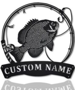 Bluegill Fish Metal Art Personalized Metal Name Sign Decor Home Fishing Gift for Fisherman