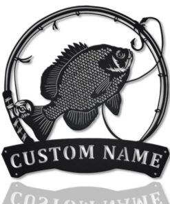 Bluegill Fish Metal Art Personalized Metal Name Sign Decor Home Fishing Gift for Fisherman