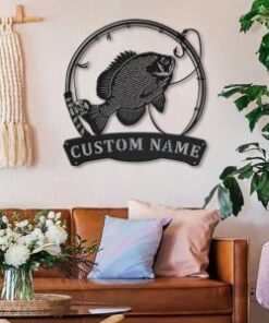 Bluegill Fish Metal Art Personalized Metal Name Sign Decor Home Fishing Gift for Fisherman