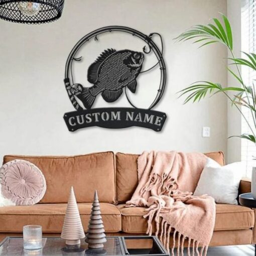 Bluegill Fish Metal Art Personalized Metal Name Sign Decor Home Fishing Gift for Fisherman