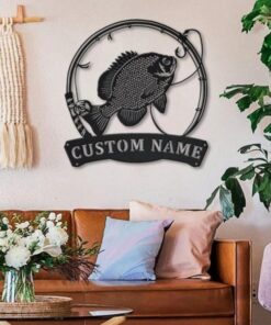 Bluegill Fish Metal Art Personalized Metal Name Sign Decor Home Fishing Gift for Fisherman