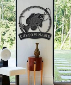 Bluegill Fish Metal Art Personalized Metal Name Sign Decor Home Fishing Gift for Fisherman