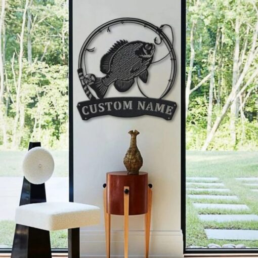 Bluegill Fish Metal Art Personalized Metal Name Sign Decor Home Fishing Gift for Fisherman