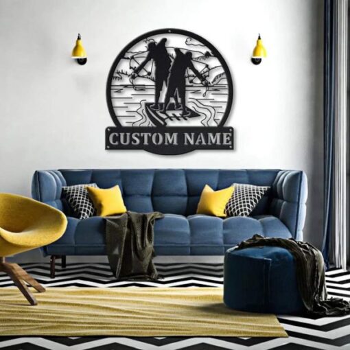 Bowfishing Metal Sign Custom Fish Decor For Living Room