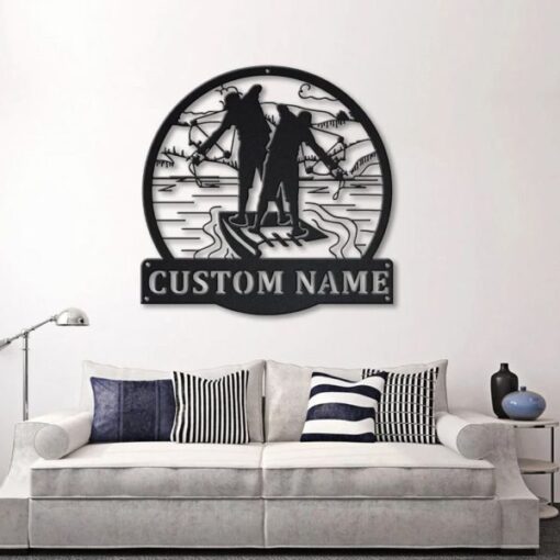 Bowfishing Metal Sign Custom Fish Decor For Living Room
