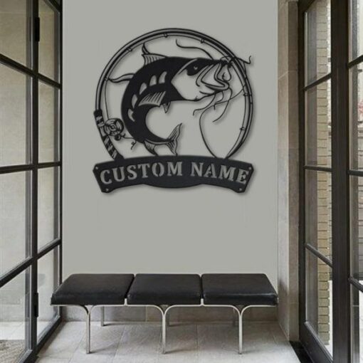 Catfish Metal Art Personalized Metal Name Sign Decor Home Fishing Gift for Fisherman