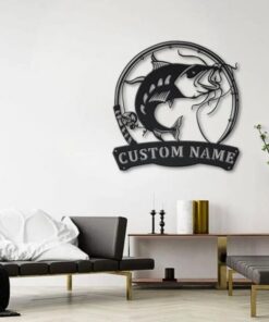 Catfish Metal Art Personalized Metal Name Sign Decor Home Fishing Gift for Fisherman