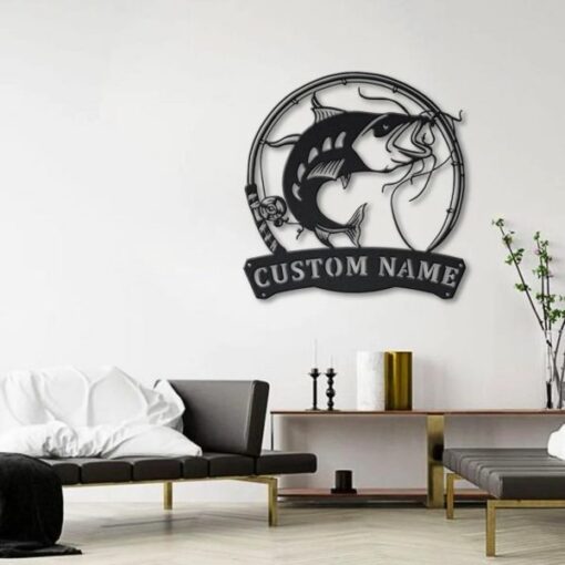 Catfish Metal Art Personalized Metal Name Sign Decor Home Fishing Gift for Fisherman